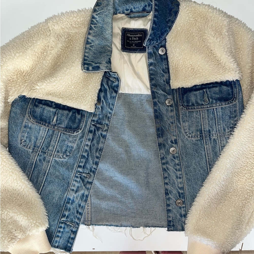 Abercrombie & Fitch Denim Jacket with Sherpa Fur Outside